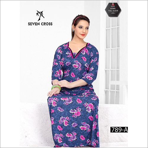 Blue Ladies Sarina Full Sleeve Nighty