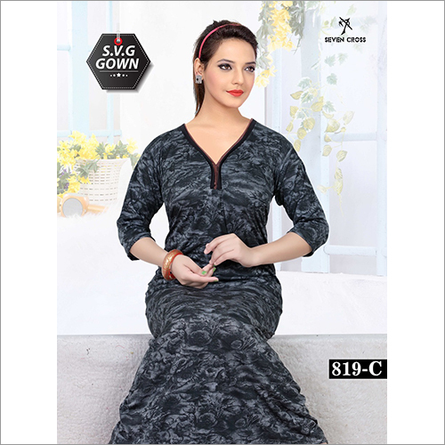 Grey Ladies Designer Sarina Full Sleeve Nighty