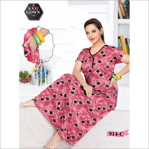 Pink Ladies Printed Sarina Pocket Nighty