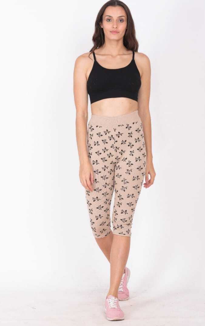 Printed Capri Jegging - Cotton Blend, Hip Size 26-34, 10 Colour Options | Breathable, Washable, Printed Design For All Seasons