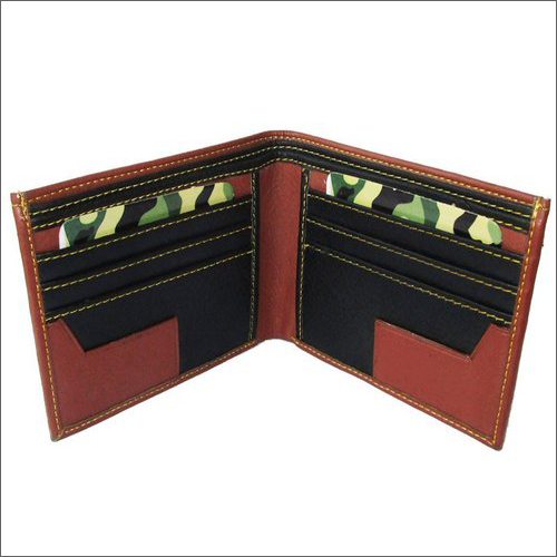 Mens Brown Leather Wallet - Artificial Leather, Bi-Fold Design, Flip Closure, 6 Card Slots, Coin Pouch