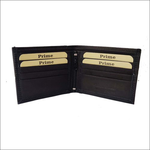Black Mens Leather Wallet - Leather Material, Folded Design, Black Color | Flip Closure, Multiple Compartments for Cash, Cards, Coins