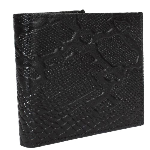 Mens Bi-Fold Wallet - Artificial Leather, Flip Closure, 3 Card Slots, Black Color, Lightweight Design