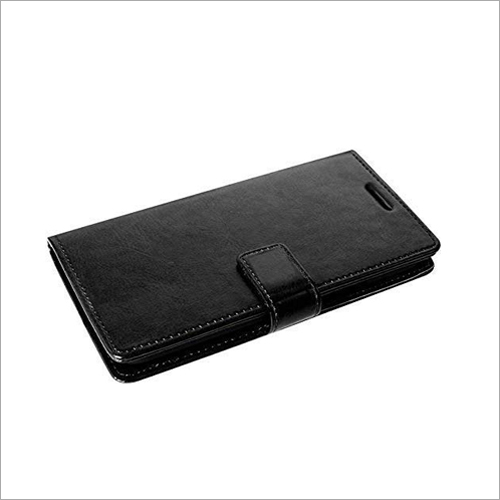 Leather Mobile Flip Cover - Leather, Available In 5 & 5.5 Inch, Black Color, Plain Pattern | Modern Design, Resilient And Long-lasting