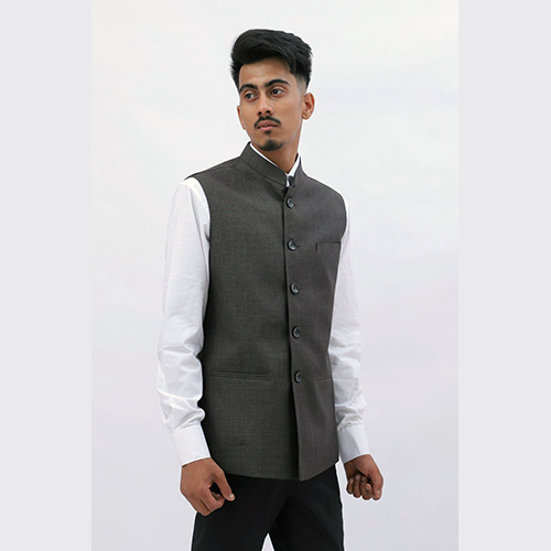 Dark Gray Lycra Fabric Grey Stretchable Waistcoat