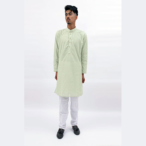 लाइट ग्रीन मेन्स डिज़ाइनर कुर्ता पजामा