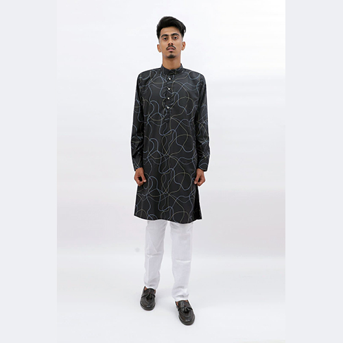 ब्लैक मेन्स कॉटन कुर्ता पजामा