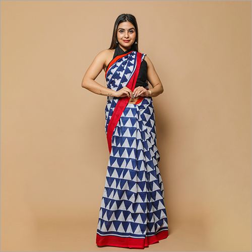 Multicolor Ladies Bagru And Sanganeri Printed Cotton Sarees