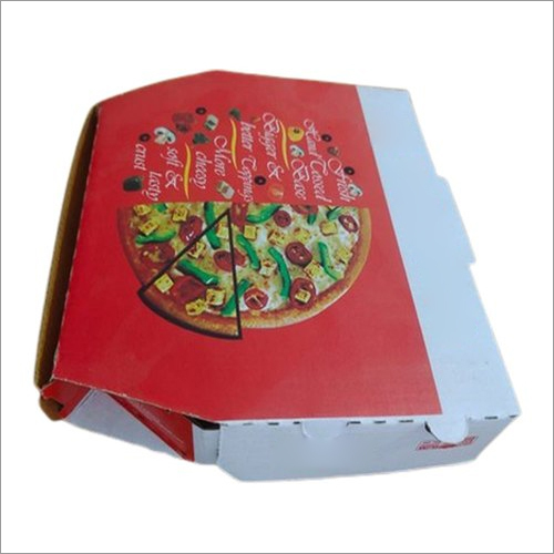 Pizza Packaging Box - Corrugated, Square Shape, 500gm Capacity, 3mm Thickness | Printed Design, Industrial Food Use, Various Sizes Available