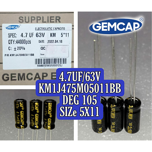 Black 4-7Mfd-63V Gemcap Electrolytic Capacitor