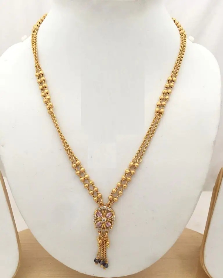 Ad Owel Pink Chaiin - Brass Material | Free Size, Elegant Gold Plated Designer Chain, Perfect For Daily Wear Or Gifting, Captivating Design