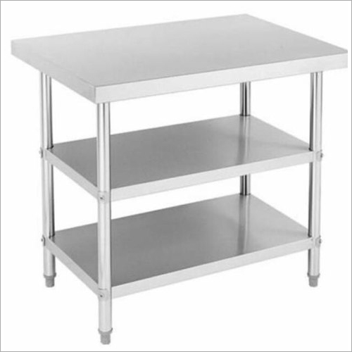 Ss Table - Stainless Steel Construction, Silver Color with Painted Artwork | Indian Style Kitchen Indoor Furniture