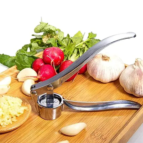 Silver Hand Held Garlic Crusher