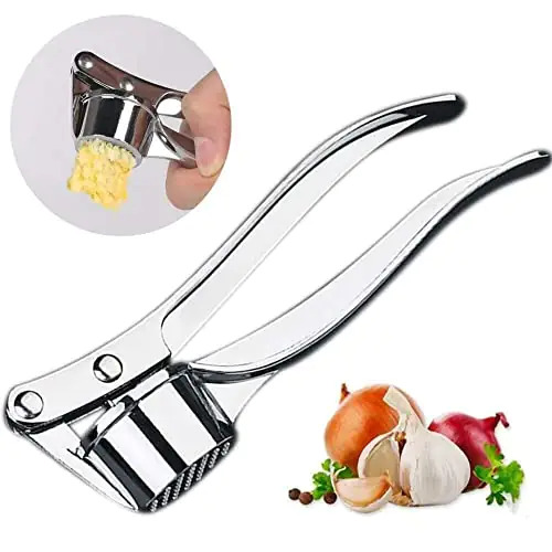 Silver Hand Held Garlic Crusher