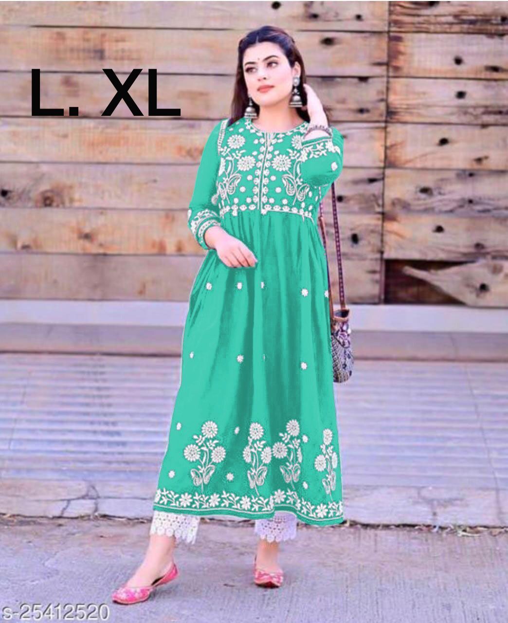Kurti With Palazzo - Magic Cotton Fabric, 55 Inches Top Length, 40+ Inches Bottom Length, Embroidered Pattern | Breathable, Washable, Modern Design For Ladies
