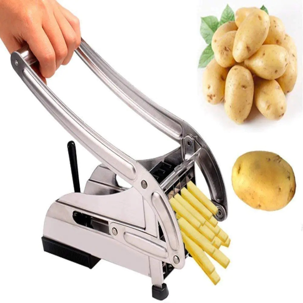 Grey French Fries Potato Chips Strip Cutter Machine