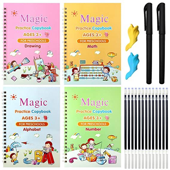 Magic Book - Thick Paper, 1 Silicone Pen Holder With 5 Refills | Engaging Exercises For Fine Motor Skills And Eye-hand Coordination