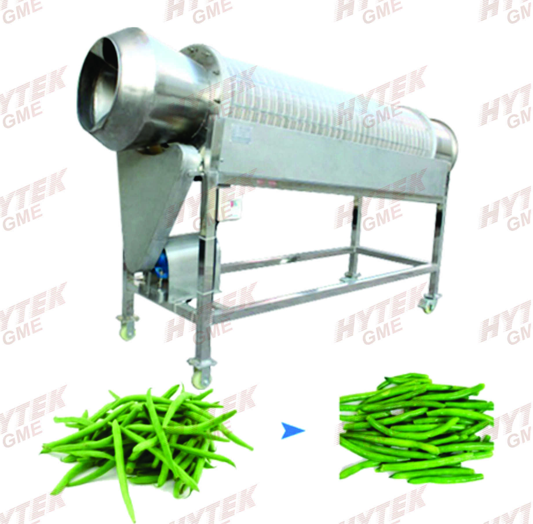 Beans Tail Snipping Machine - Stainless Steel 304, 2800 X 800 X 1600 Mm | 350-500 Kg/hr Capacity, Full Automatic, Low Energy Consumption