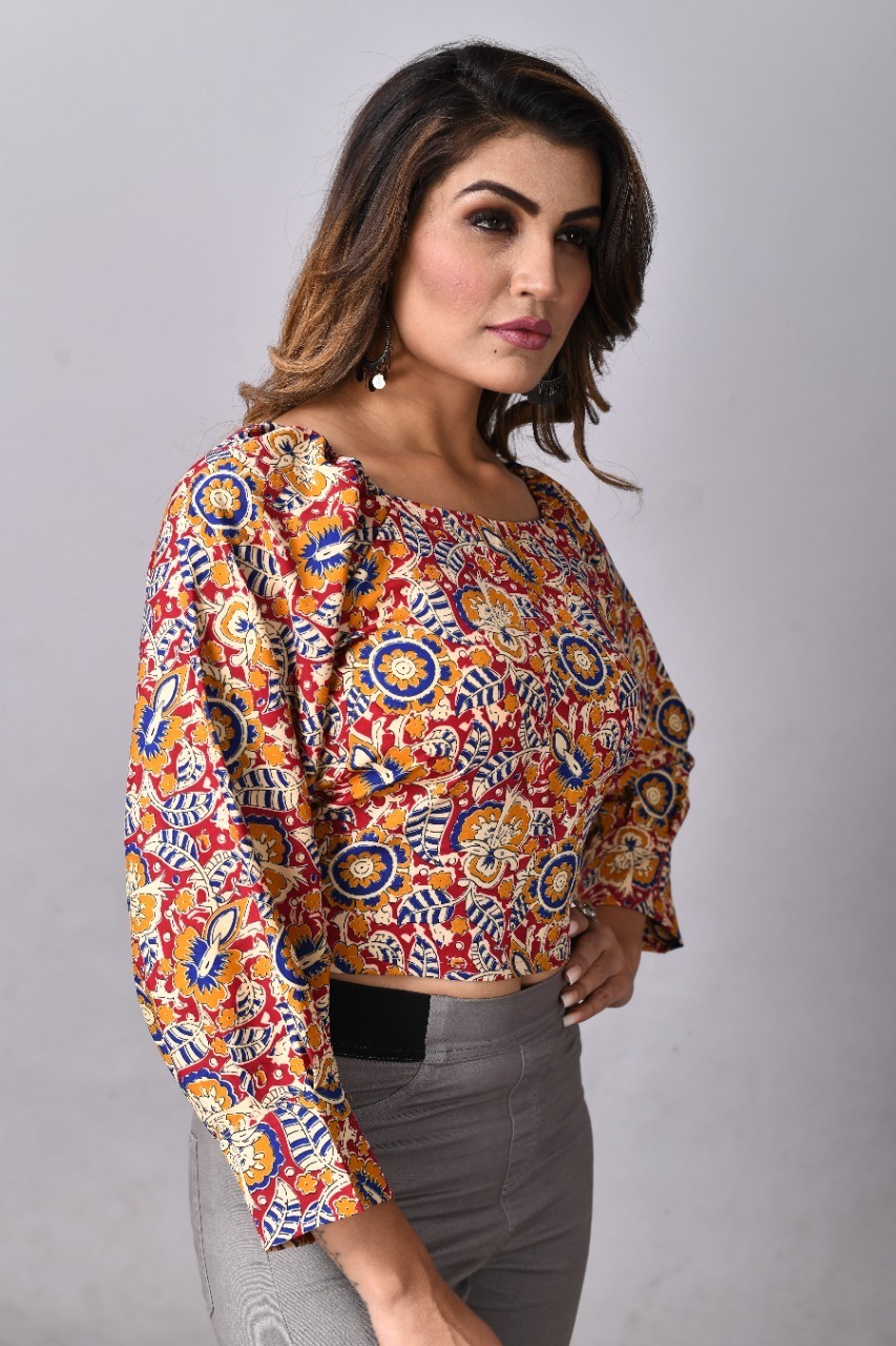 Full Sleeves Multicolor Crop Top - Crepe, Sizes S M L Xl | All-season Wear, Breathable Comfort, Custom Logo, Cool Pass Technics