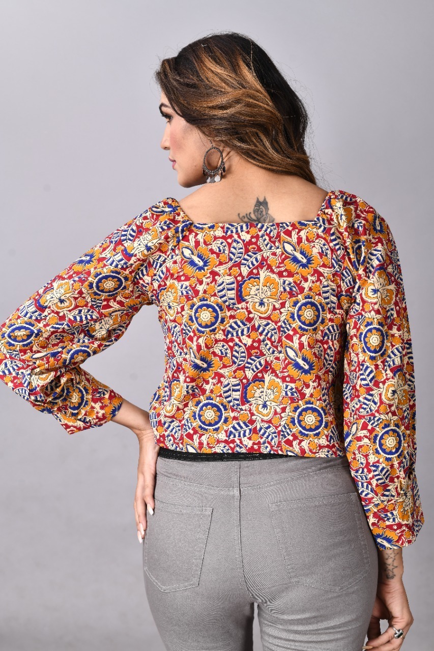 Full Sleeves Multicolor Crop Top - Crepe, Sizes S M L Xl | All-season Wear, Breathable Comfort, Custom Logo, Cool Pass Technics