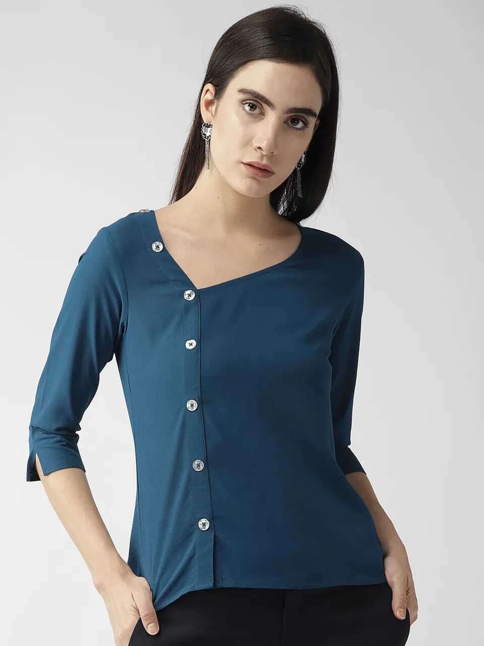 Casual Wear Top For Women - Crepe, Sizes S M L Xl , Color Options: Orange, Blue, Full Sleeves, Breathable & Washable Design | Ethnic, Modern Style For All Seasons