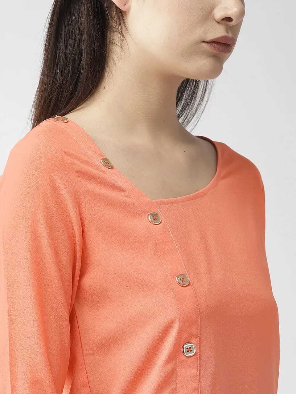 Casual Wear Top For Women - Crepe, Sizes S M L Xl , Color Options: Orange, Blue, Full Sleeves, Breathable & Washable Design | Ethnic, Modern Style For All Seasons