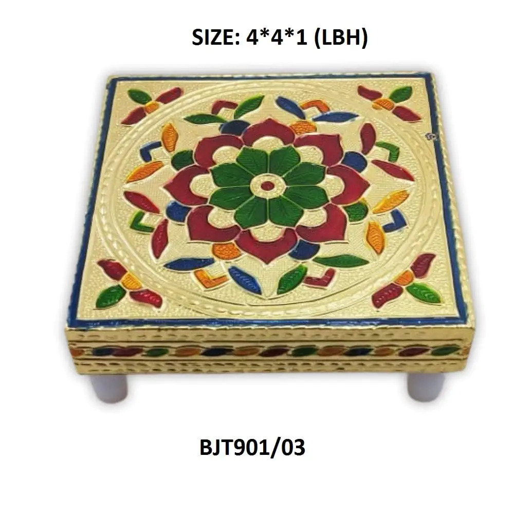 Multicolor Handicraft Wood Chowki For Pooja