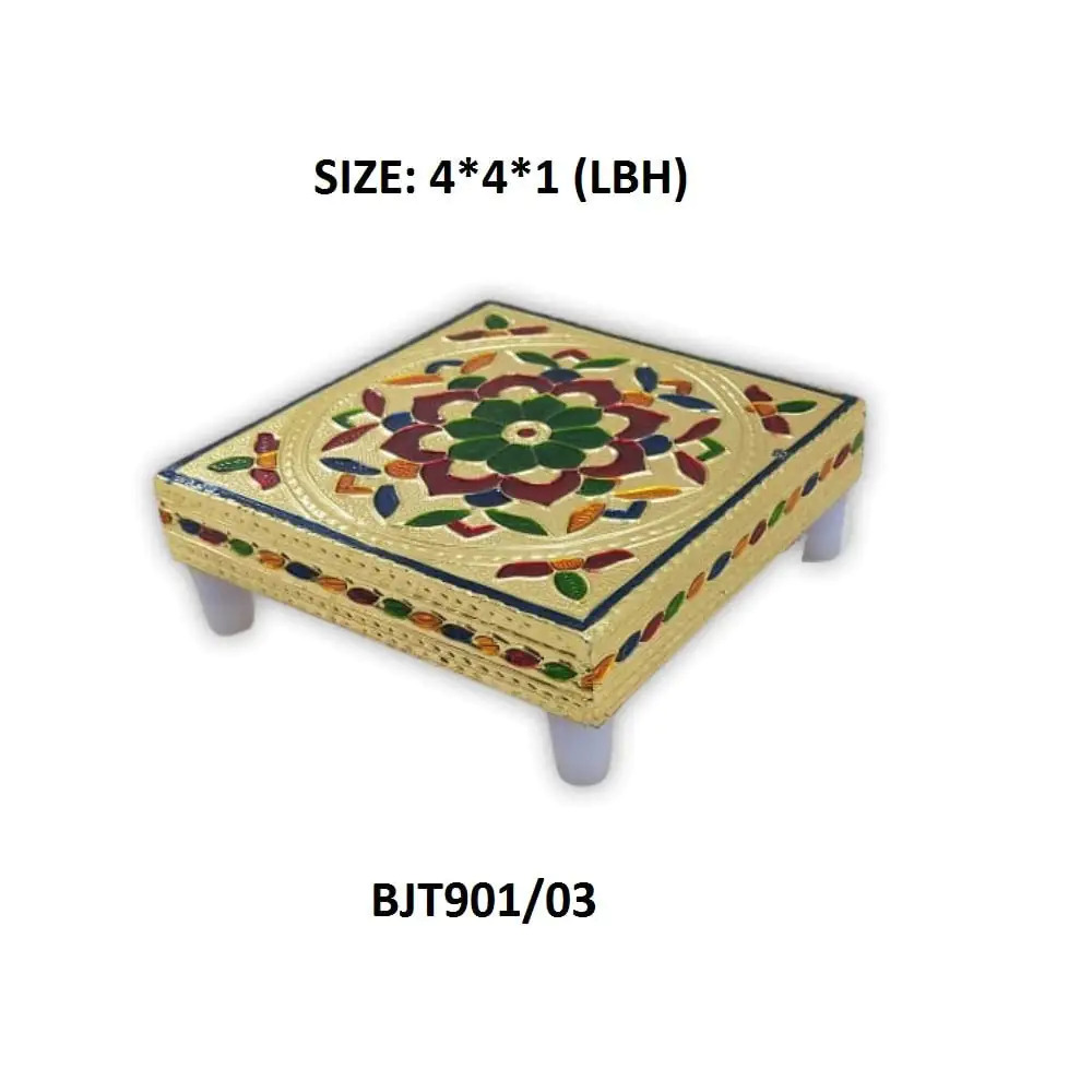 Multicolor Handicraft Wood Chowki For Pooja