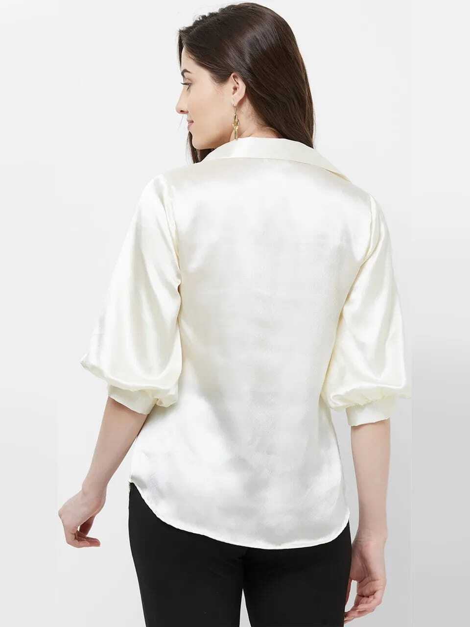 Satin Slim Fit Formal Shirt - Satin Material, Sizes S, M, L, Xl, Colors Blue, White | Features: Breathable, Cool Pass, Full Sleeves, Washable