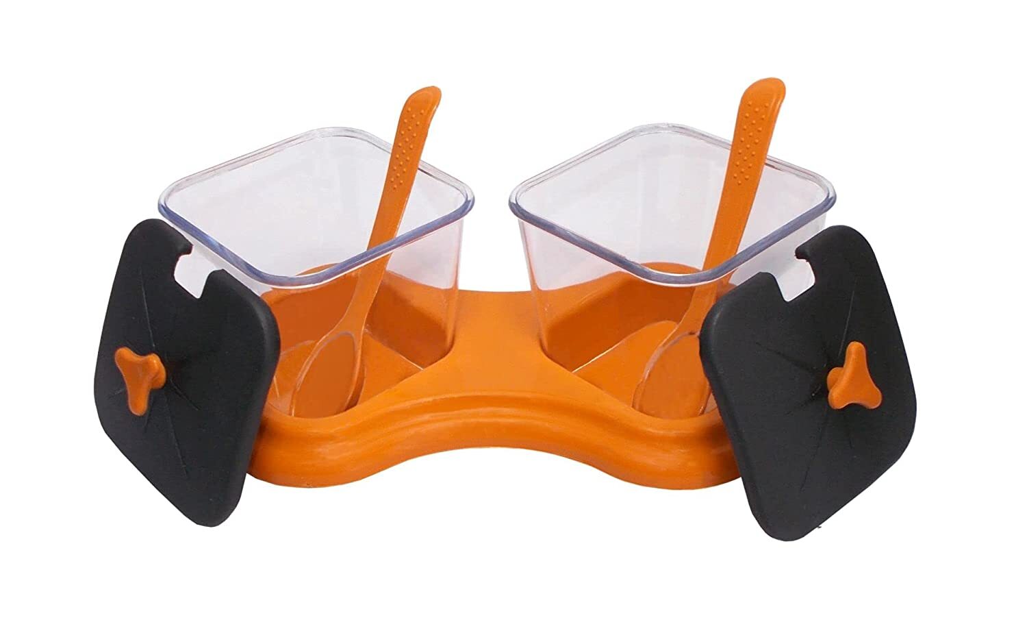 Dining Stand 2pcs - Abs Virgin Plastic, 250ml Capacity, Multicolor | Bpa Free, See-through Containers, Elegant Look, Space Saving Design