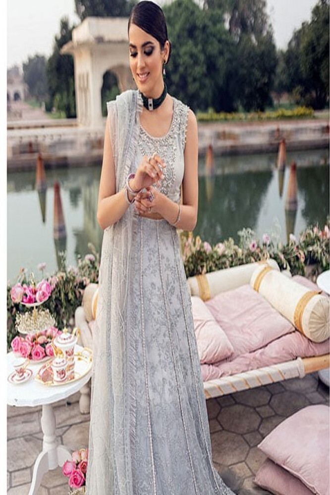 Chiffon Suit - Cotton Silk Undershirt, Hand-embellished Neckline And Motifs | Sequined Net Dupatta, Full Sleeves, Summer Wear