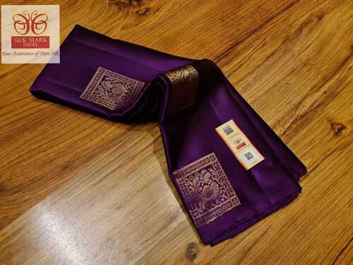 पर्पल (बैंगनी) प्योर कांजीवरम साड़ी मीना वर्क बुड्डा साड़ी