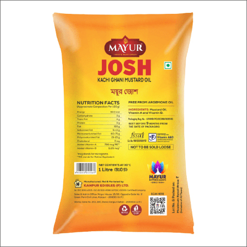 1l Kacchi Ghani Mustard Oil - Organic Cold Compressed, 1l Plastic Bottle | Monounsaturated Fats, Supports Heart Health, Promotes Hair Growth