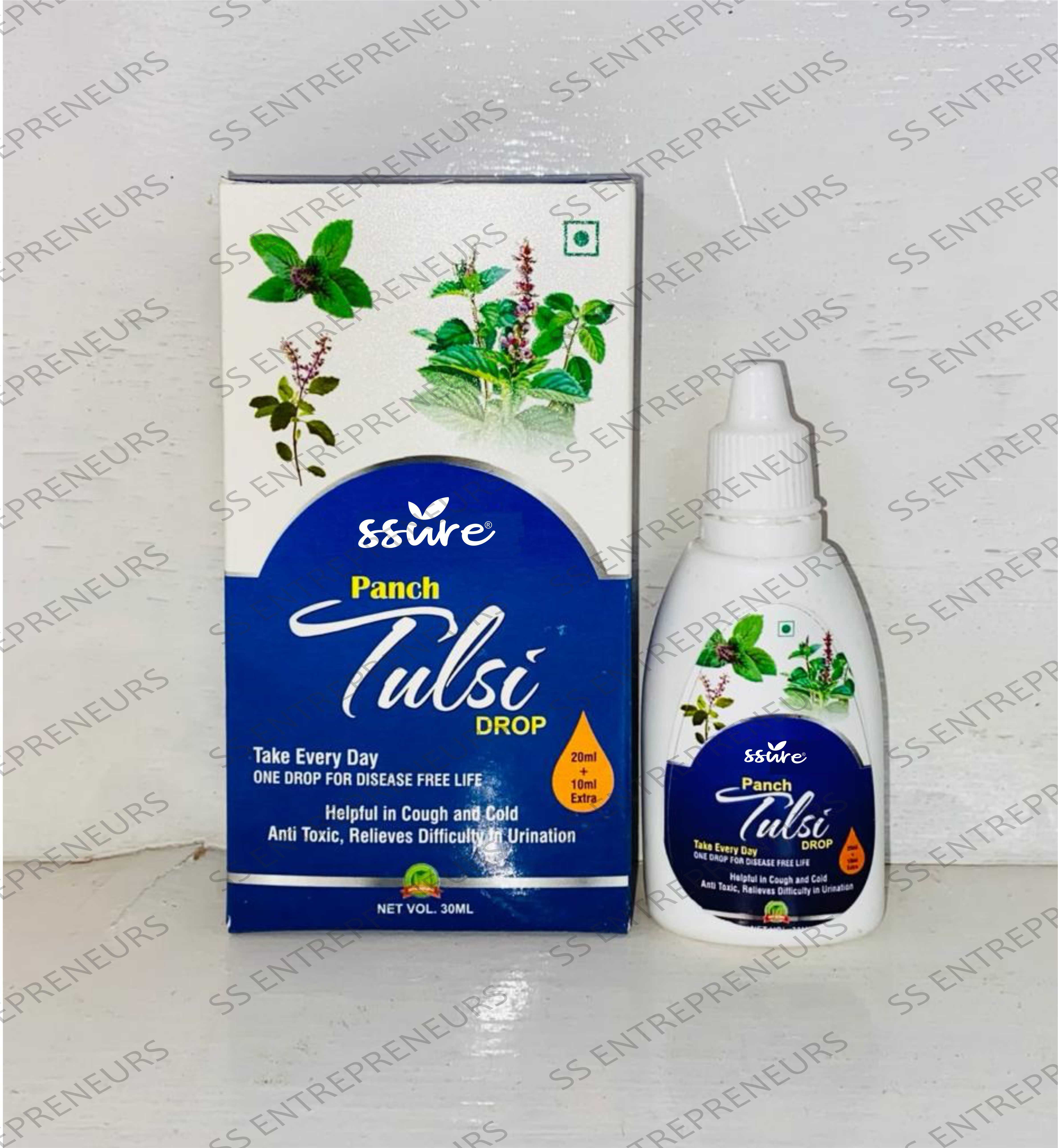 Ssure Panch Tulsi Drops - Liquid Immunity Booster, 5 Types Of Tulsi For Cough Relief & Nutrition | 3-4 Drops Twice Daily With Warm Water, Anti-aging & 24-month Shelf Life
