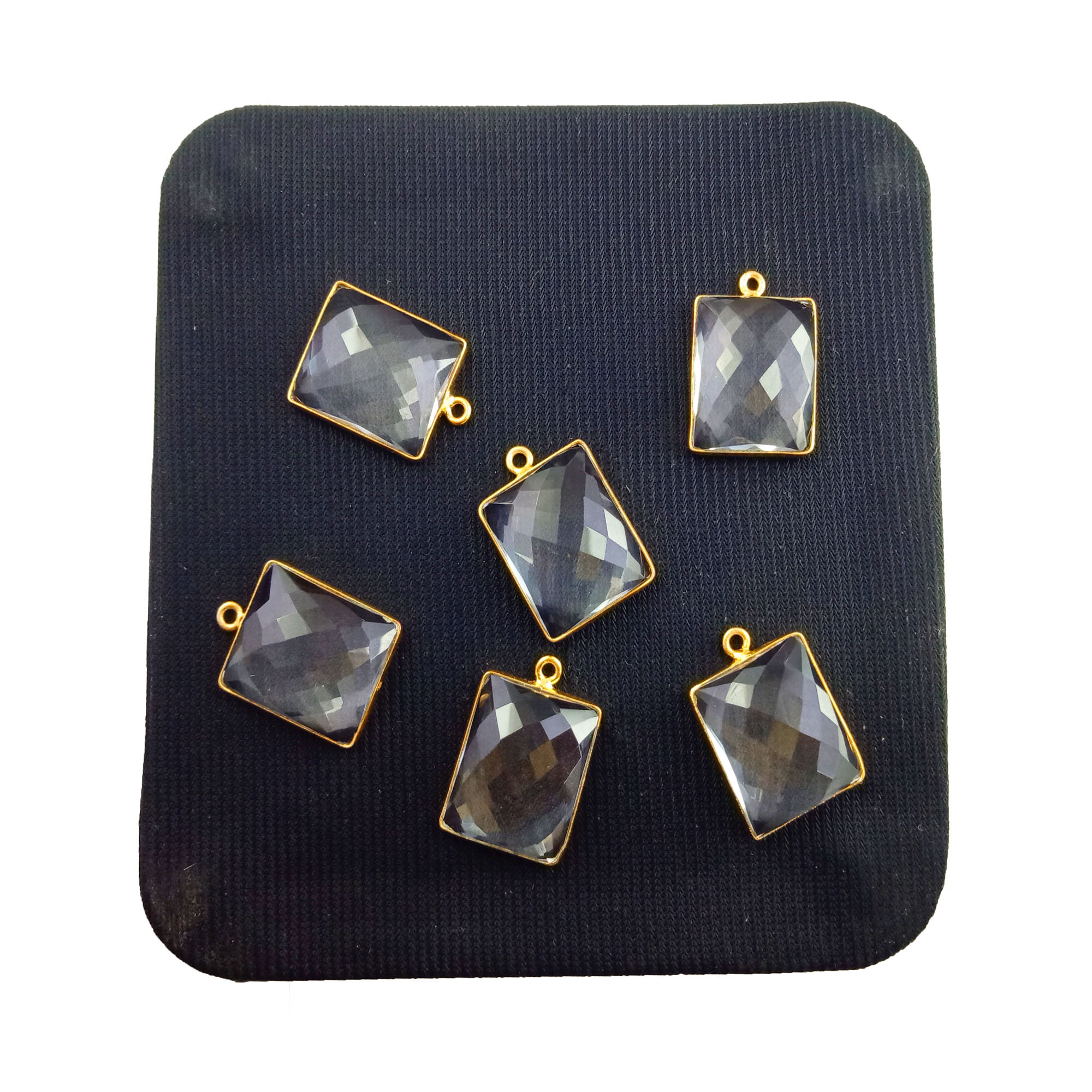 Oval Clear Quartz Rose Cut Bezel Pendant - Rectangle Shape - Flat Back Gemstone