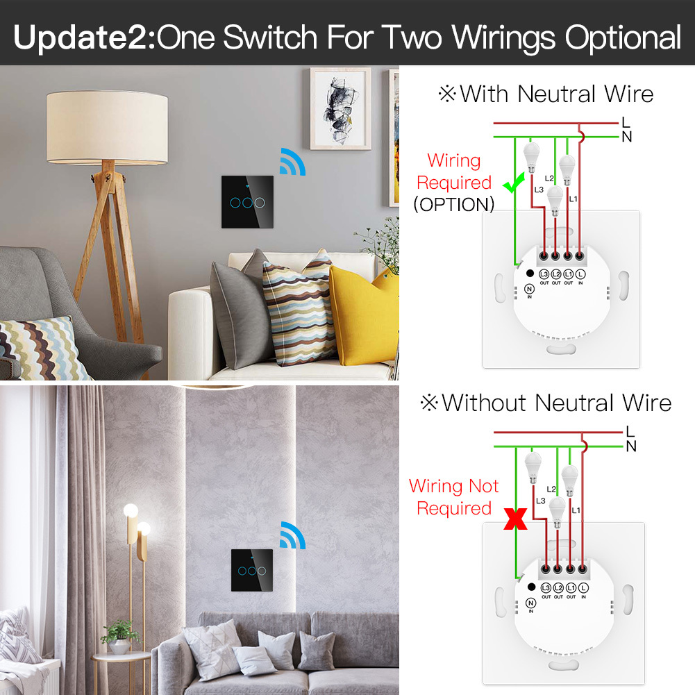 Zigbee Smart Eu Light Switch No Neutral Wire No Need Capacitor With Neutral Wire Smartlife/tuya App Alexa Google Home
