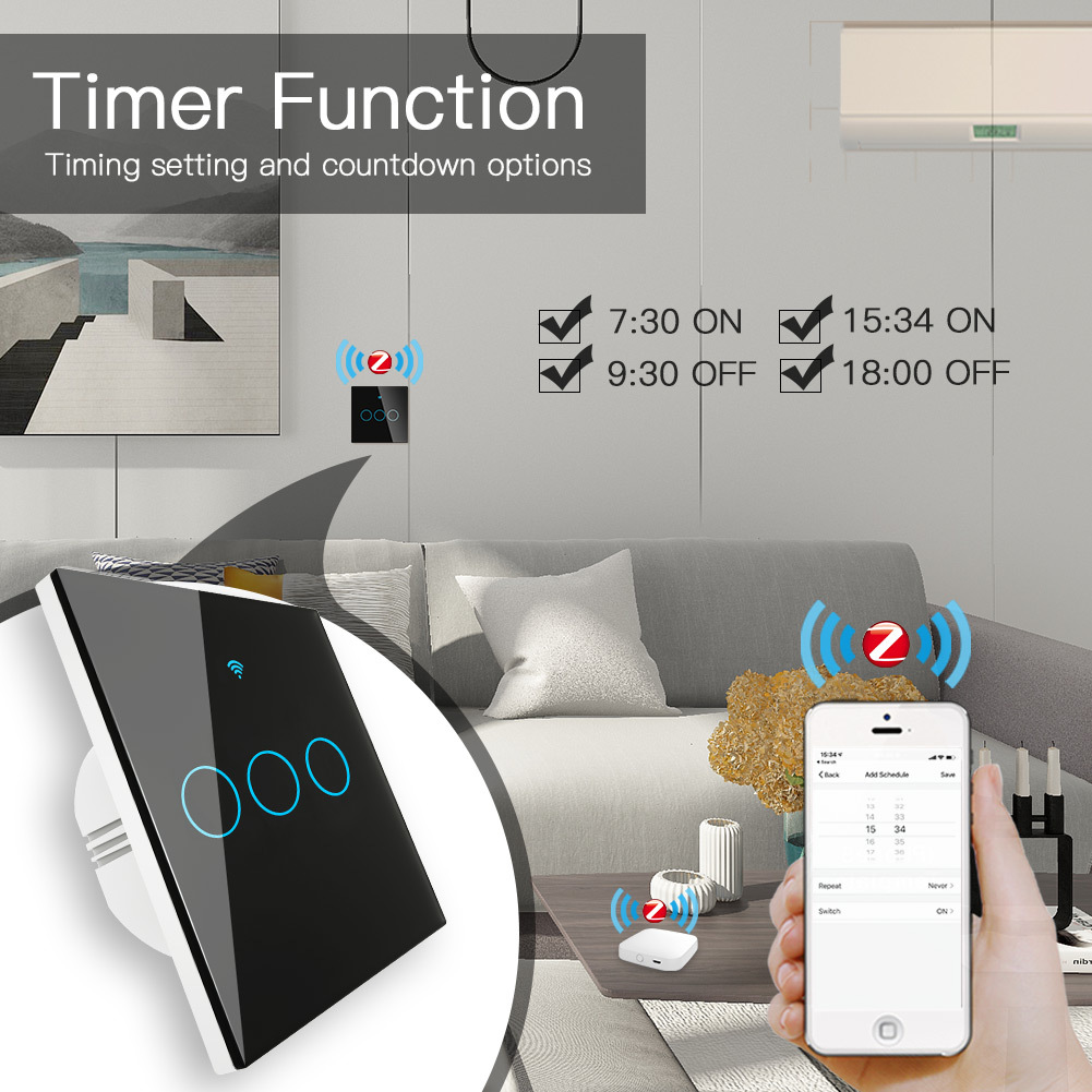 Zigbee Smart Eu Light Switch No Neutral Wire No Need Capacitor With Neutral Wire Smartlife/tuya App Alexa Google Home