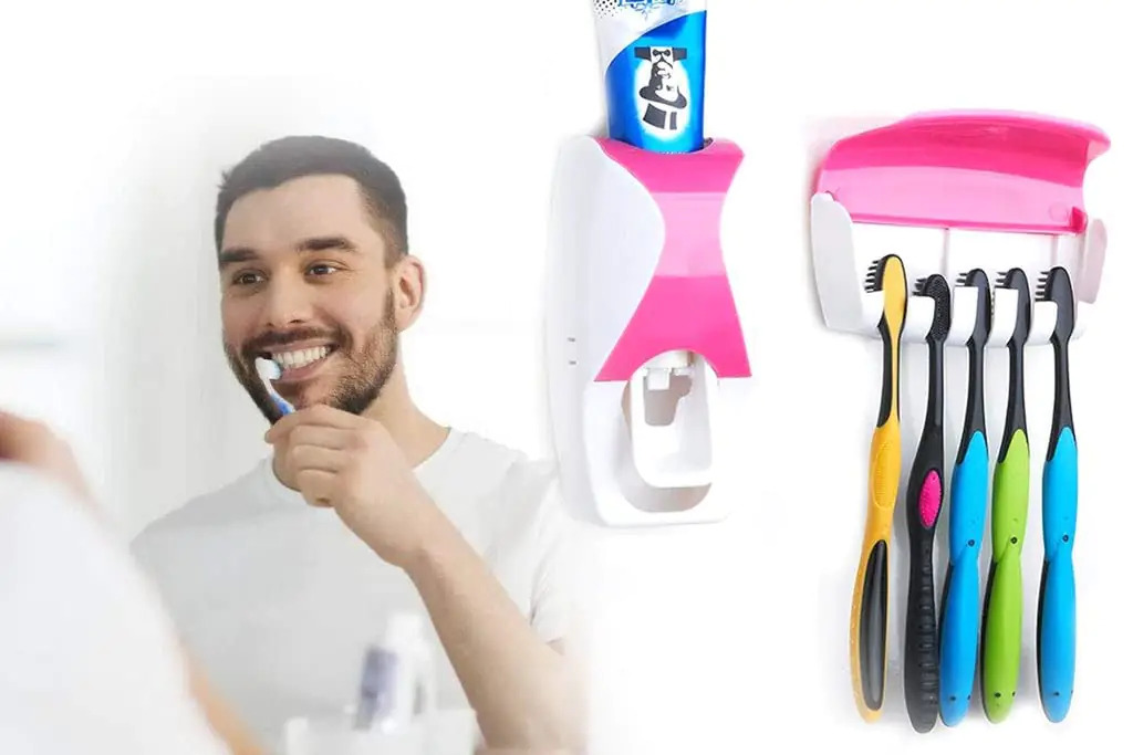 Multicolor Toothpaste Dispenser Tooth Brush With Toothbrush