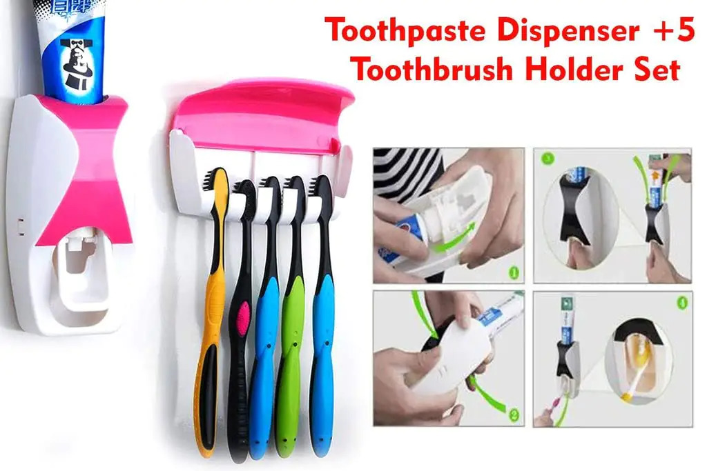 Multicolor Toothpaste Dispenser Tooth Brush With Toothbrush
