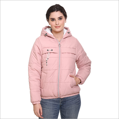 लेडीज़ हूडेड जैकेट डेकोरेशन मटेरियल: क्लॉथ्स