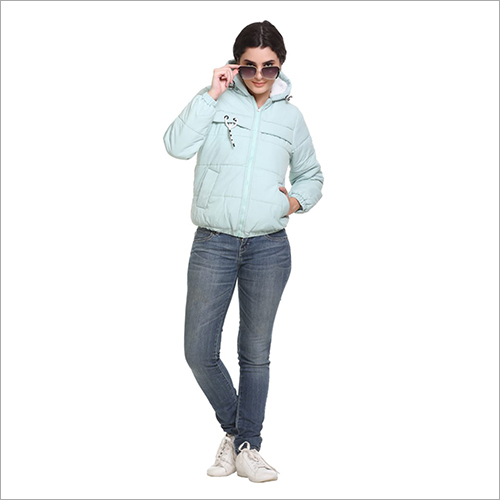 लाइट ब्लू प्लेन लेडीज़ जैकेट