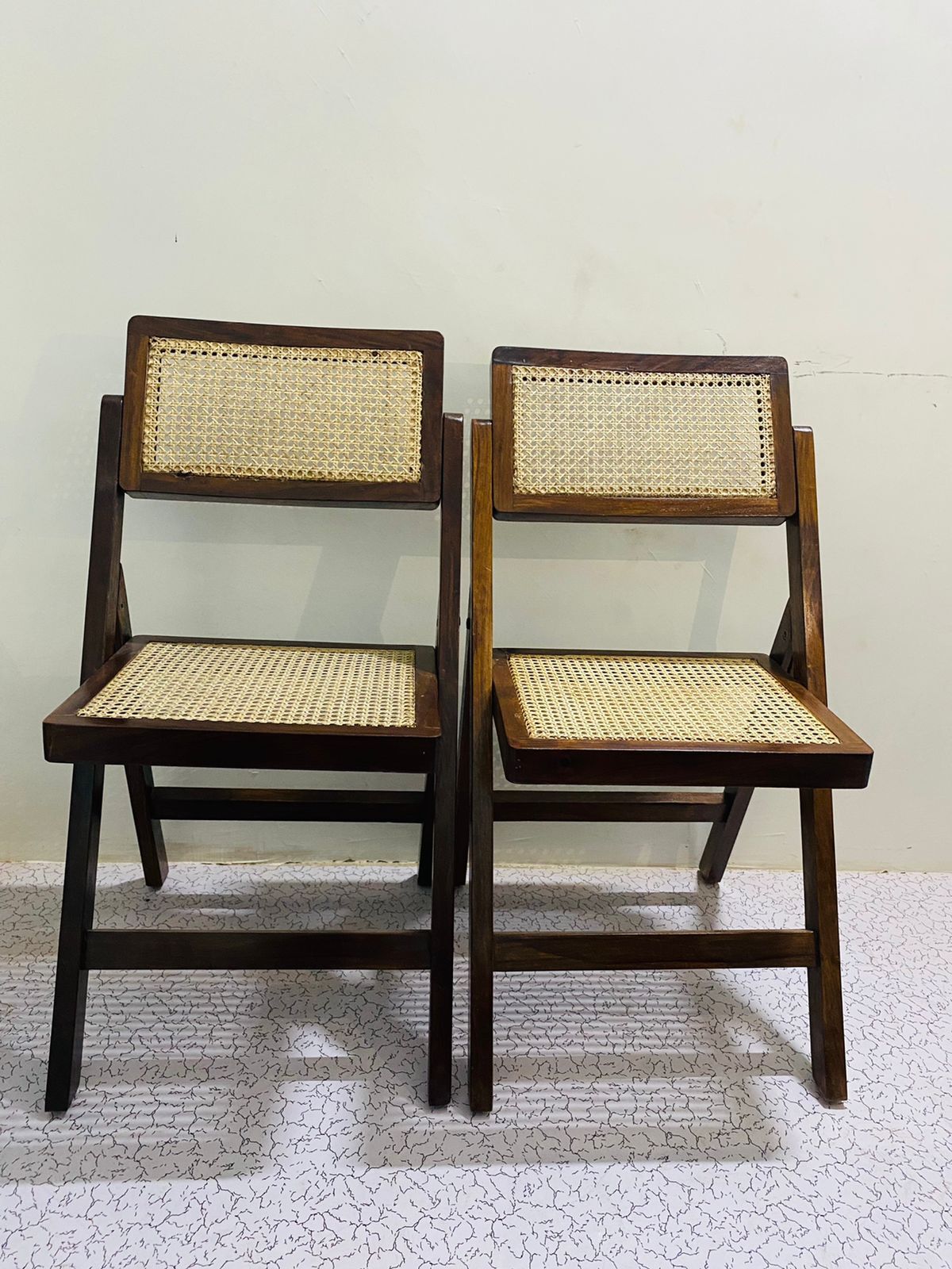 Cane Wood Folding Chair