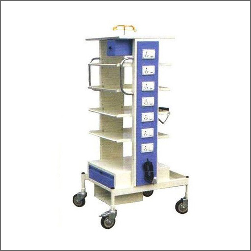VHS LT1 Laparoscopic Trolley - Stainless Steel, Supports 50 Kg Load, Durable with C-Shape Handles - Shock Proof Sockets, Mobile Design with Swivel Casters