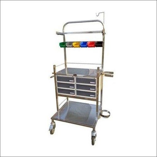 हॉस्पिटल क्रैश कार्ट ट्रॉली डिज़ाइन: रेल के साथ