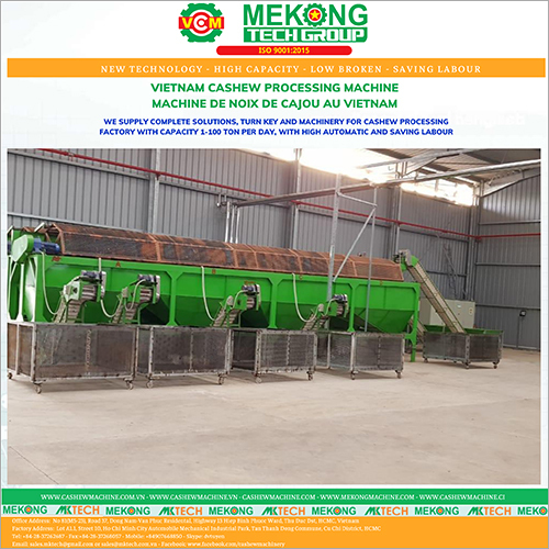 Raw Cashew Size Sorting Machine - 2-3 T/hr Capacity, 12,000x1500x2000mm Dimensions, 2000kg Weight, New Condition