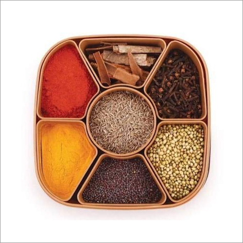 Plastic Spices Box - Food Grade Plastic, 2.5 Inch Square, Brown Color, Multiple Compartments | Lightweight, Easy To Clean, Durable Design