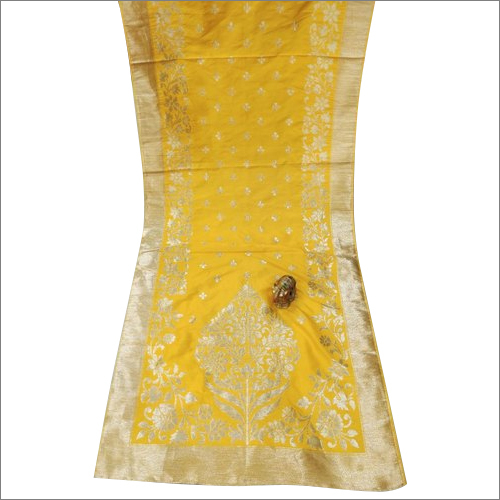 Yellow-Golden Printed Banarasi Silk Dupatta
