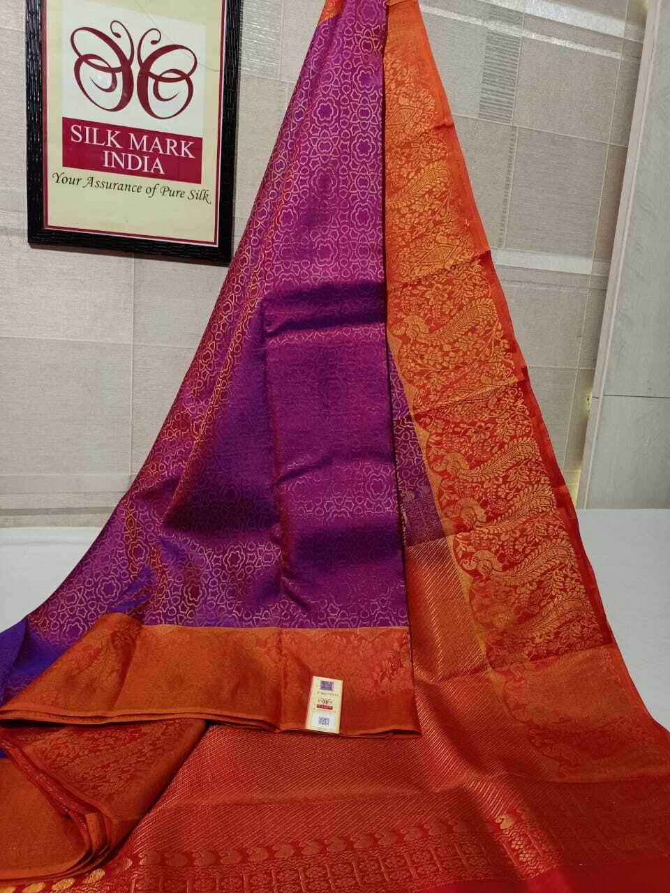 Purple Soft Silk Of Gold And Silver Jarie Soft Silk Saree