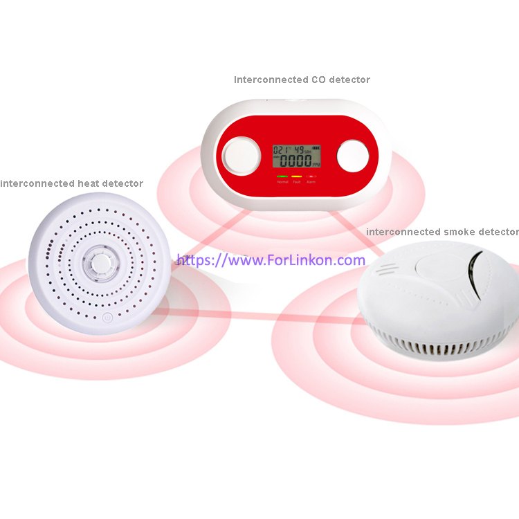 Interlinked Smoke Alarm Can Be Connected With Heat Alarm Carbon Monoxide Alarm Built-in 10 Years Battery Smoke Detector