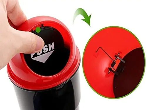 Car Dust Bin - Plastic, 7x7x10cm | 500ml Capacity, Easy To Use, Portable, Auto Bounce Feature, Spring Loaded Lid, Car Holder Friendly